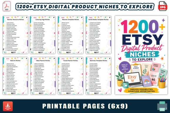 1200 Etsy Digital Product Niches