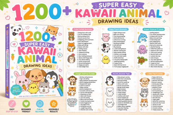 1200 Super Easy Kawaii Animal Drawing: A Creative Guide for All Ages