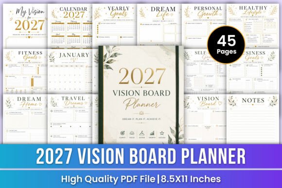 2027 Vision Board Planner Goals Mani: Transform Your Dreams into Reality