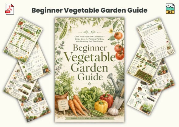 Beginner Vegetable Garden Guide: A Botanical Watercolor Style Resource for Aspiring Gardeners